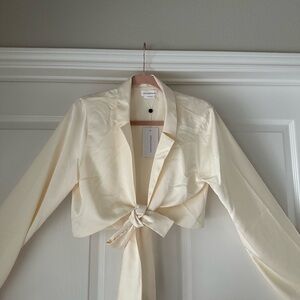 Lovers + Friends Cream Tie-Front Blouse